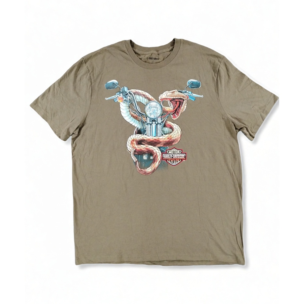 Harley-Davidson Biker Snake Graphic Tee Mens XL Cotton Blend Streetwear Retro
